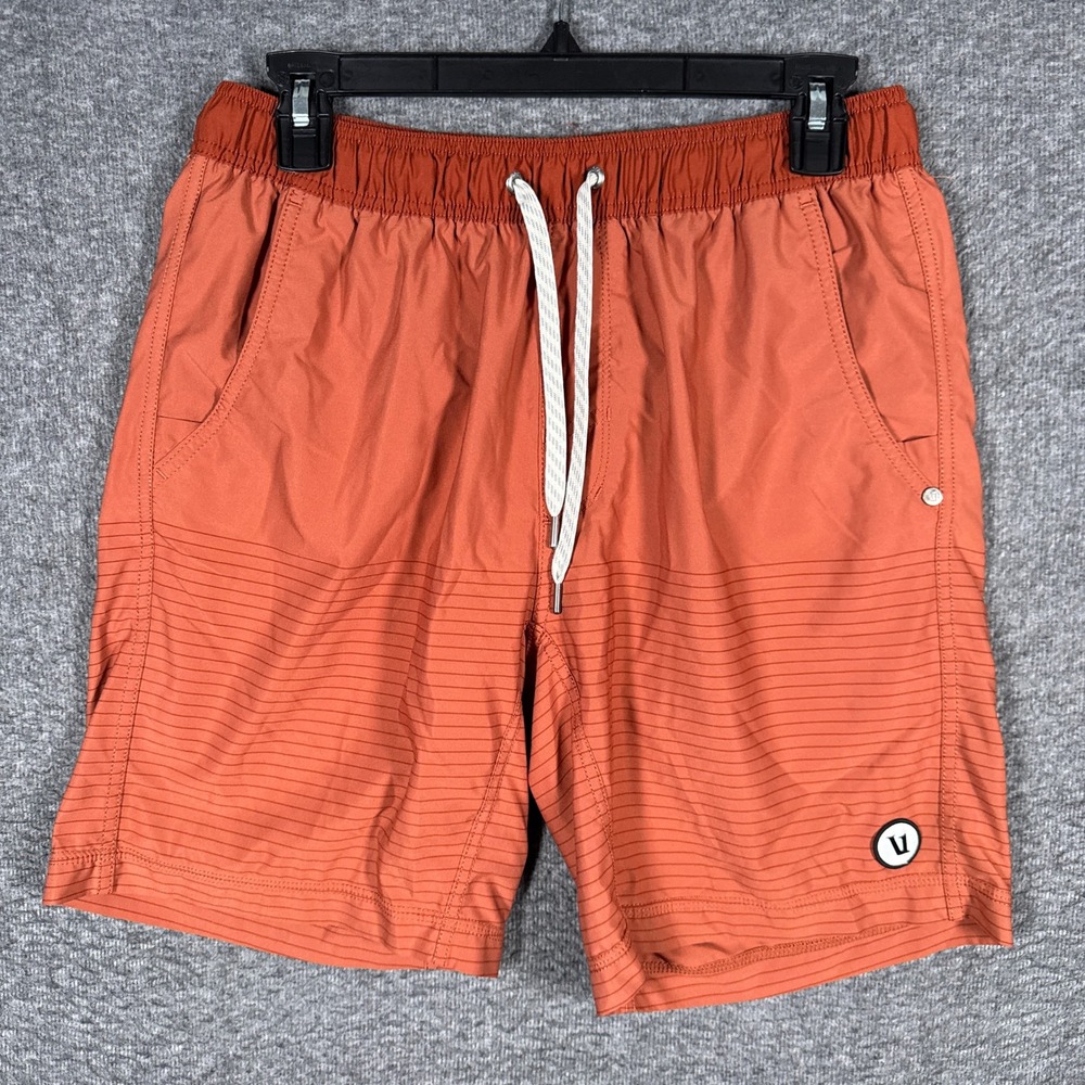 Vuori Kore Shorts Mens Medium Orange Lined Athletic Performance 8" Training Gym